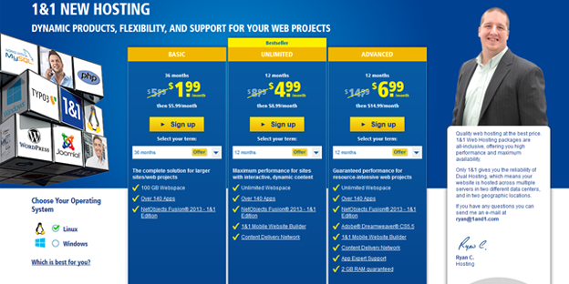 New Web Hosting Packages launched by 1&1